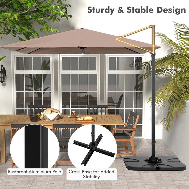 Mondawe 9.5 Feet Square Patio Cantilever Umbrella with 360° Rotation