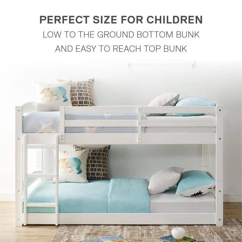 DHP Sierra Transitional Twin Bunk Beds for Kids, White