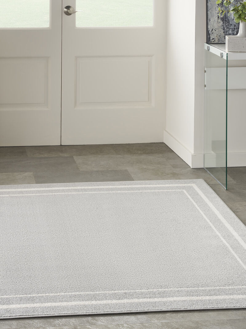 Nourison Essentials NRE02 Gray/Ivory 5' x Square Rug