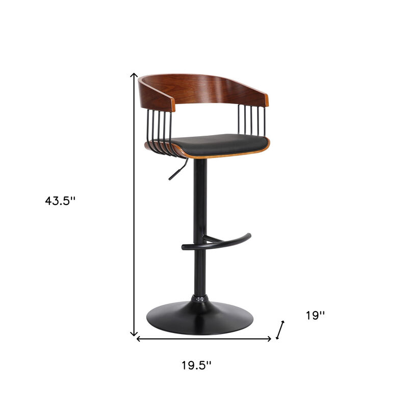 HomeRoots Faux Leather and Metal Adjustable Bar Stool with Full Back image number 6