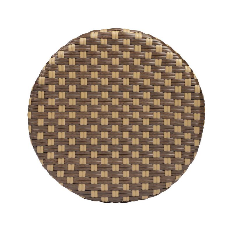 Butler Specialty Tobias Round Rattan 30 Bar Stool, Brown and Tan Dot