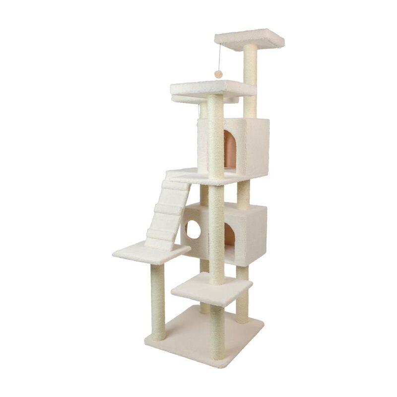Armarkat Real Wood Cat Tree In Ivory, Jackson Galaxy Approved, Multi Levels With Ramp