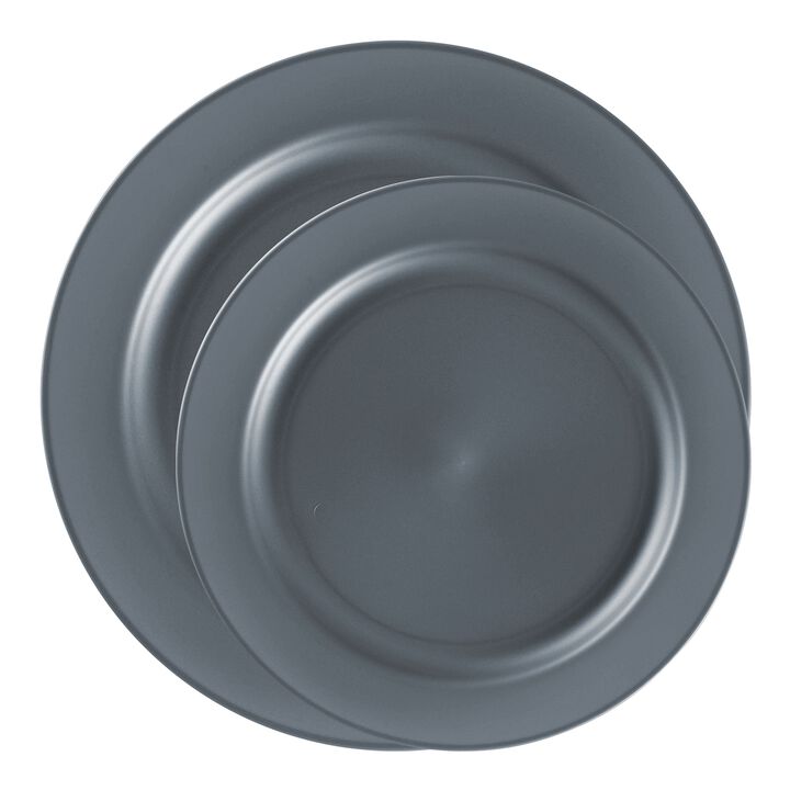 Matte Charcoal Gray Round Plastic Dinnerware Value Set (40 Sets)