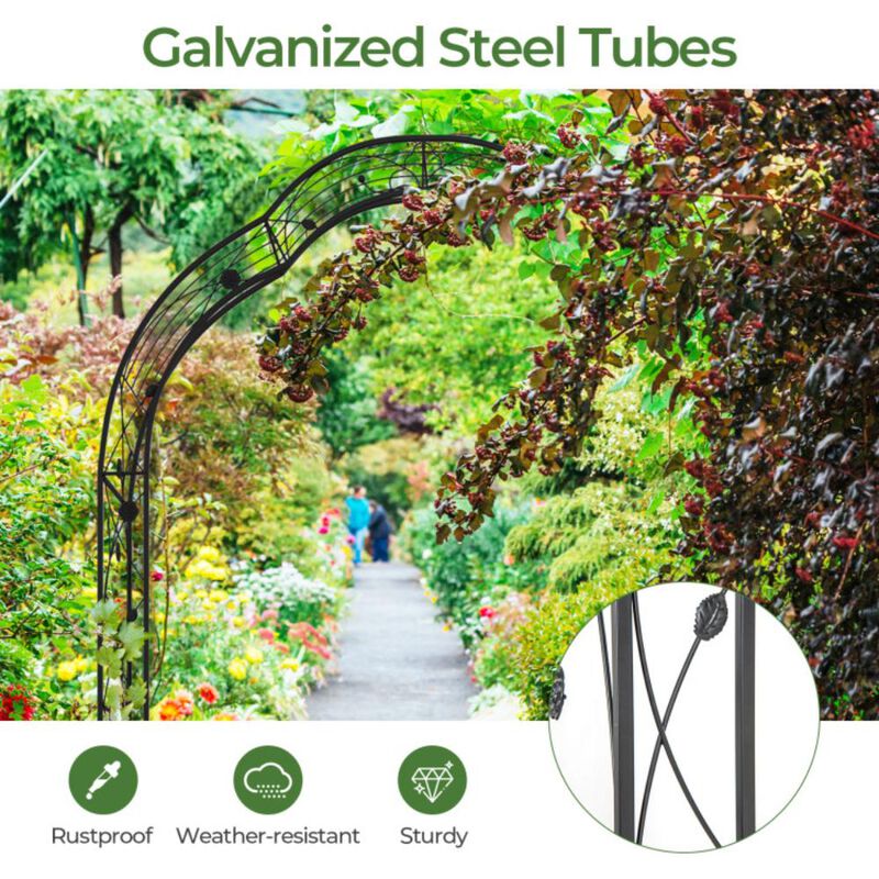 Hivvago Garden Arch Arbor Trellis for Climbing Plants Roses Vines-Black