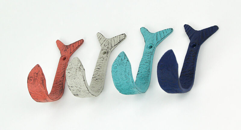 Set of 4 Cast Iron Flipping Fish Wall Hooks 4 Inches Long&ndash; Easy to Hang - Coastal Decor Perfection for Beach Towel Hanging and Rustic Key or Coat Rack Needs image number 2