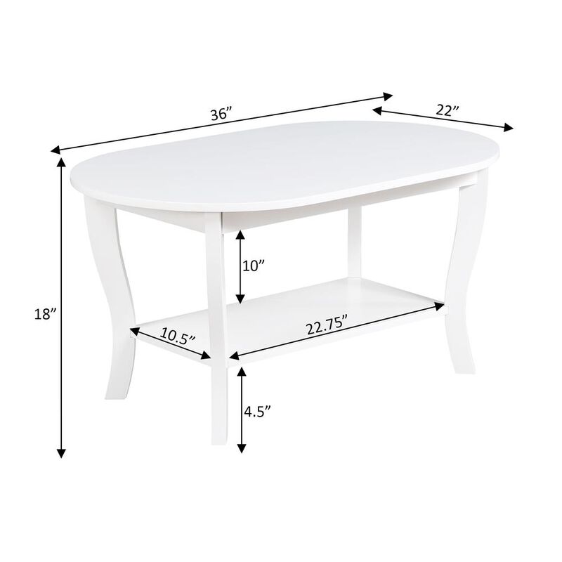 American Heritage Oval Coffee Table with Shelf