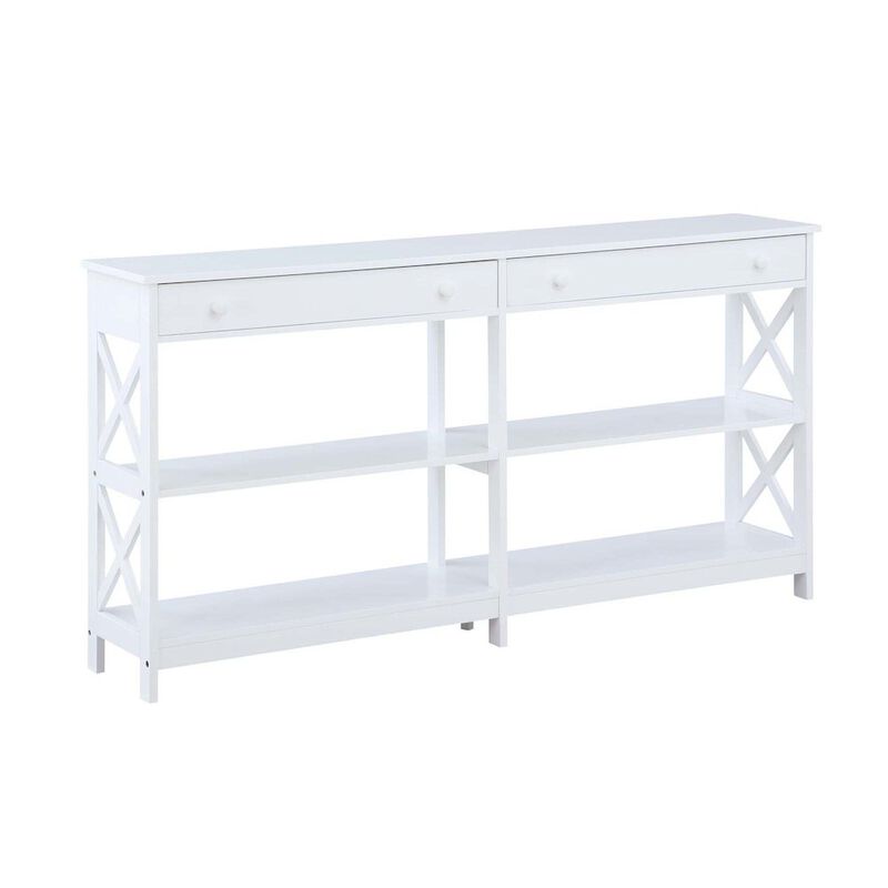 Convenience Concepts Oxford 2 Drawer 60 inch Console Table with Shelves