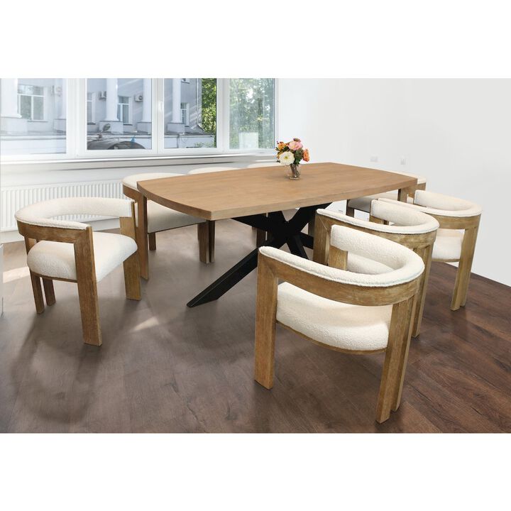 Logan 82 Dining Table with 8 Trish Ivory Chairs
