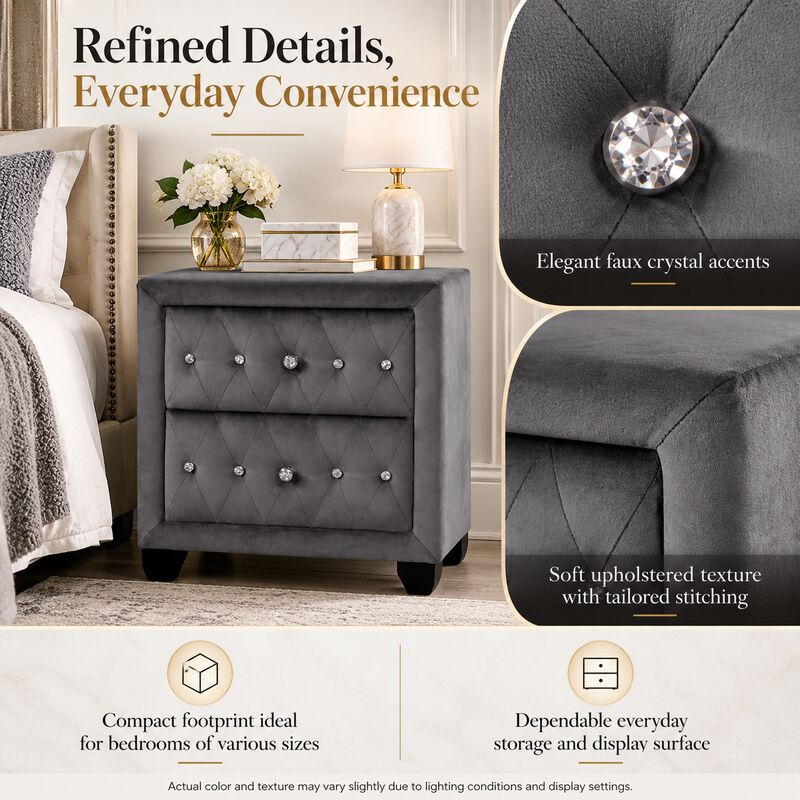 Ceralissiq Tufted 2-Drawer Nightstand image number 5