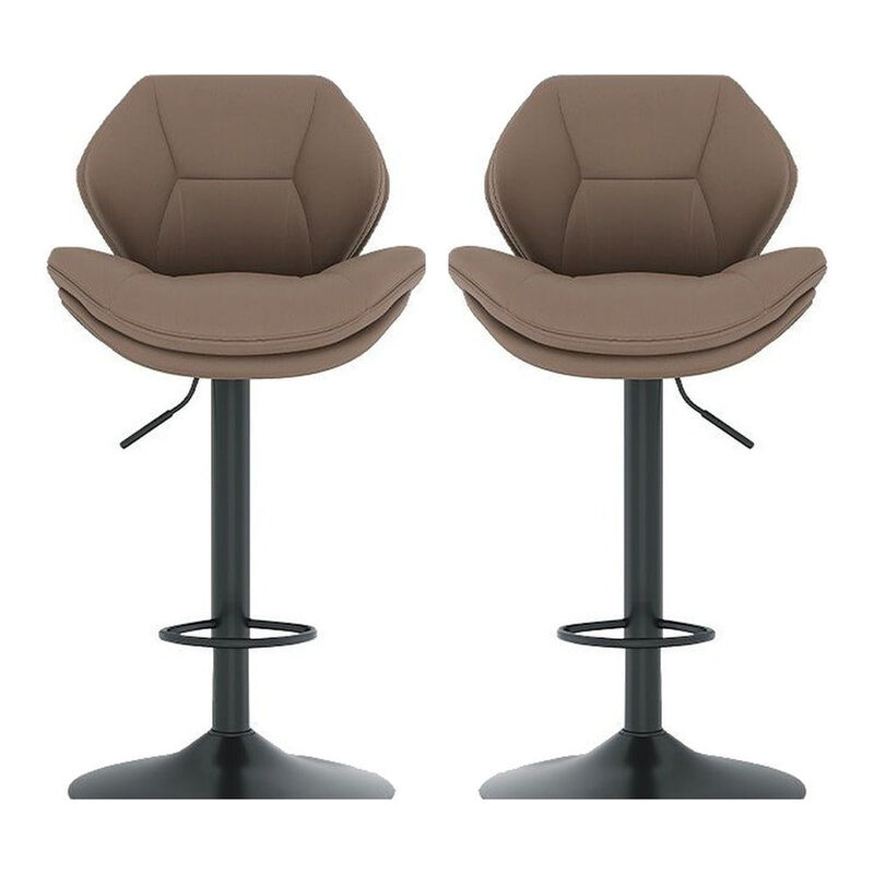 Modern Ergonomic PU Leather Bar Stools, Adjustable Counter Height Stools with Double-Layer Cushion, Steady Stainless Steel Frame Rustic Kitchen Island Chairs for Outdoor image number 0