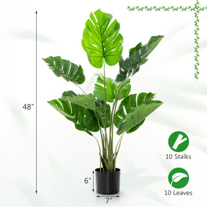 Hivvago 2 Pack Artificial Monstera Deliciosa Tree with 10 Leaves of Different Sizes