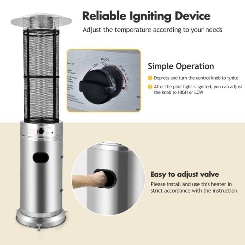 Hivvago 40000 BTU Stainless Steel Round Glass Tube Patio Heaters