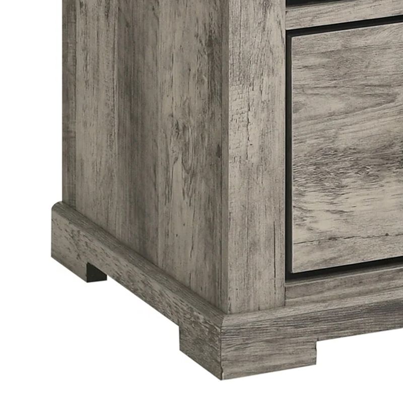 Elaya Tall Dresser Chest with 4 Drawers, Black Metal, Weathered Gray