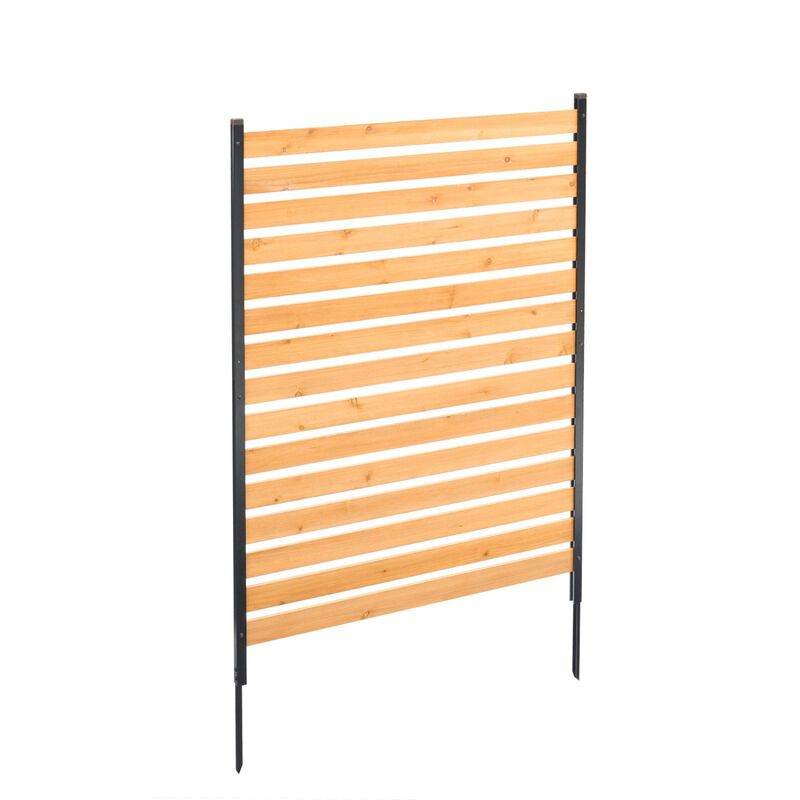 1-Panel Wood Fence Screen for Air Conditioner, Pool, Garden Equipment Enclosure-Natural image number 8