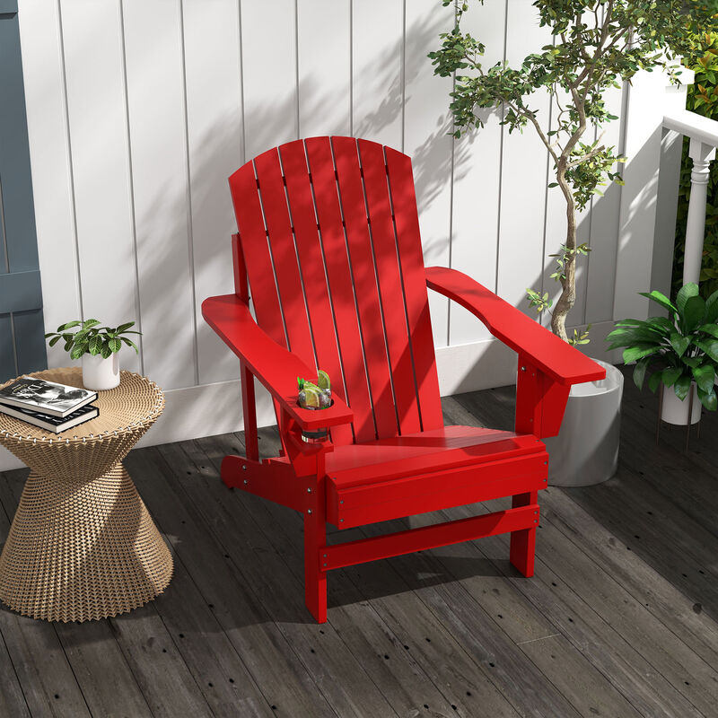 Fir Wood Adirondack Chair, Wooden Outdoor & Patio Seating for Fire Pit, Red