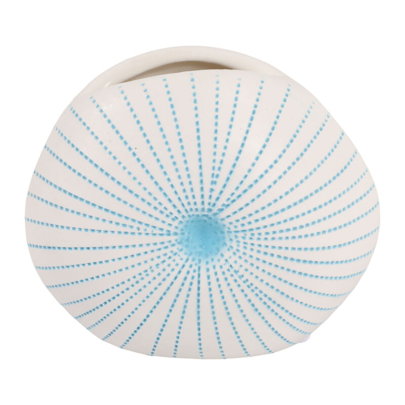 5x4" Round Dotted Shell Bud Vase, White/light Blue image number 4