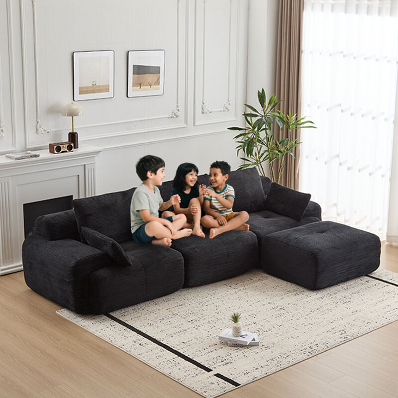 Whisen Large Memory Foam Compressed Sectional Sofa with Corduroy Fabric Extra Deep Loveseat image number 2