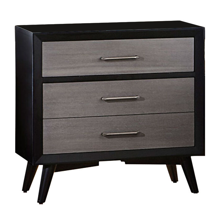 Contemporary Style Wooden Night Stand In Black and Gray-Benzara