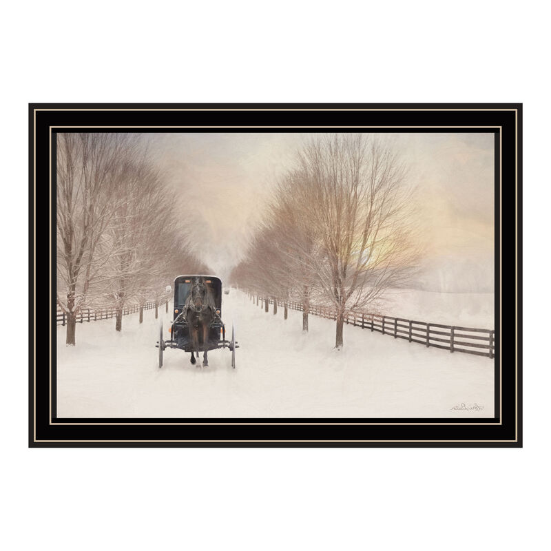 HomeRoots Snowy Amish Lane Black Framed Wall Art image number 2