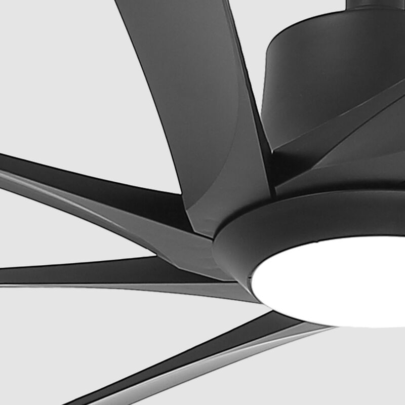 100" Modern Matte Black Reversible Dimmable Aero Blade Ceiling Fan with Light and Remote image number 8
