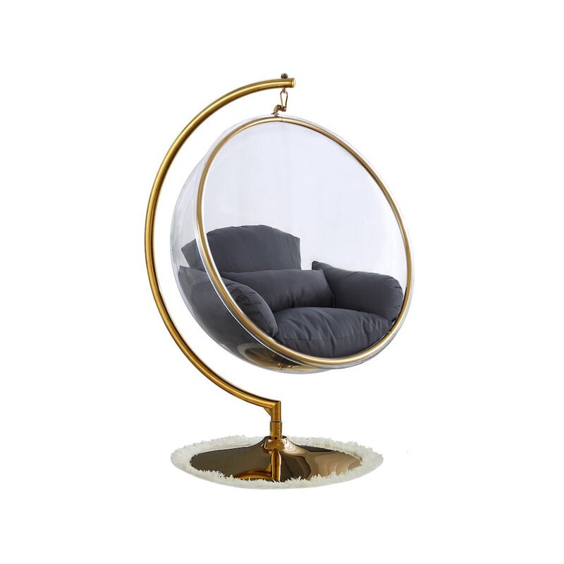 Meridian Furniture Luna Grey Fabric Acrylic Swing Bubble Accent Chair