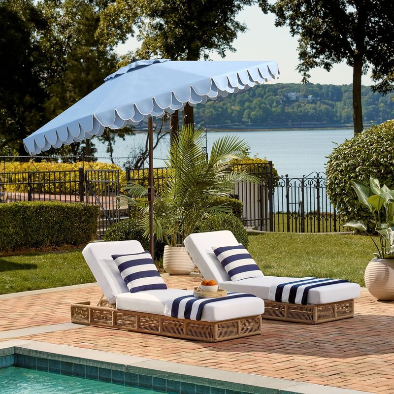 ShipItFurniture 9-Foot Crank Patio Umbrella Baby Blue/White image number 4