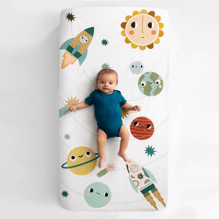 Space Explorer 100% Cotton Fitted Crib Sheet