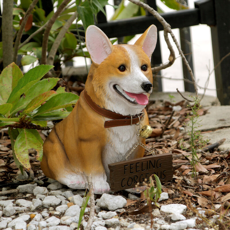 Jasper the Welsh Corgi Dog Realistic Lifelike Statue with Reversible Sign image number 5
