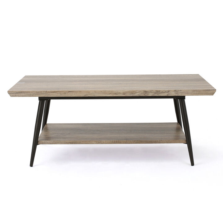 HomeRoots 43" Gray and Black Wood Coffee Table
