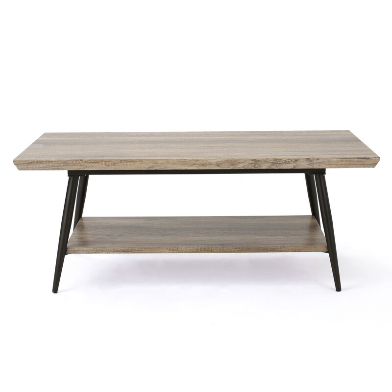 HomeRoots 43" Gray and Black Wood Coffee Table image number 0