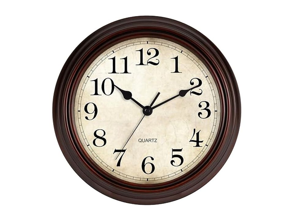 Bedrooms Bronze Wall Clock 12 Inch Silent Non Ticking Battery Operated