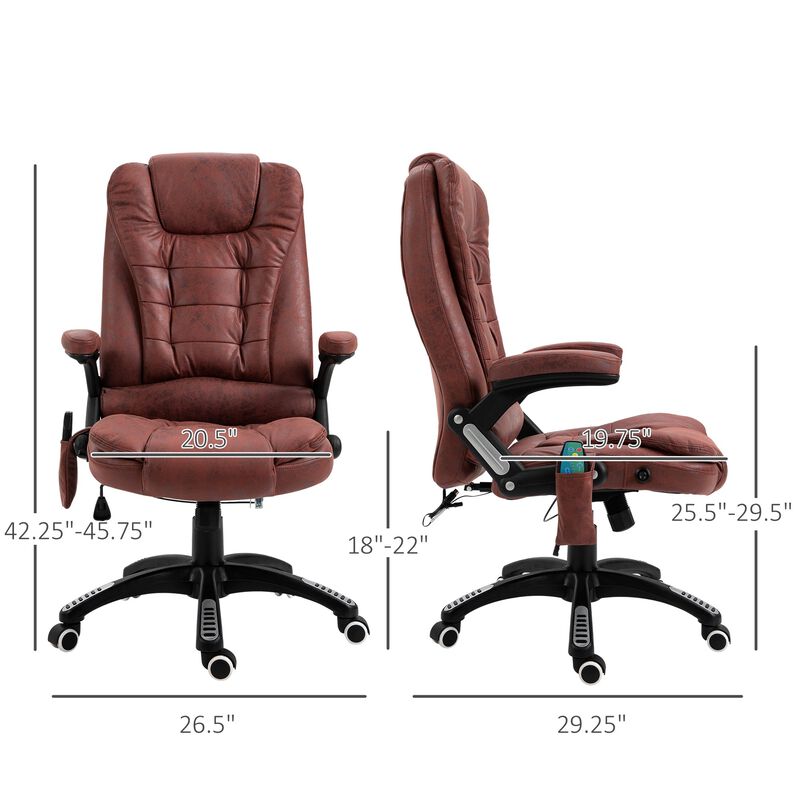 Red Massage Chair: High Back, 6-Point Vibration, Heated, Reclining