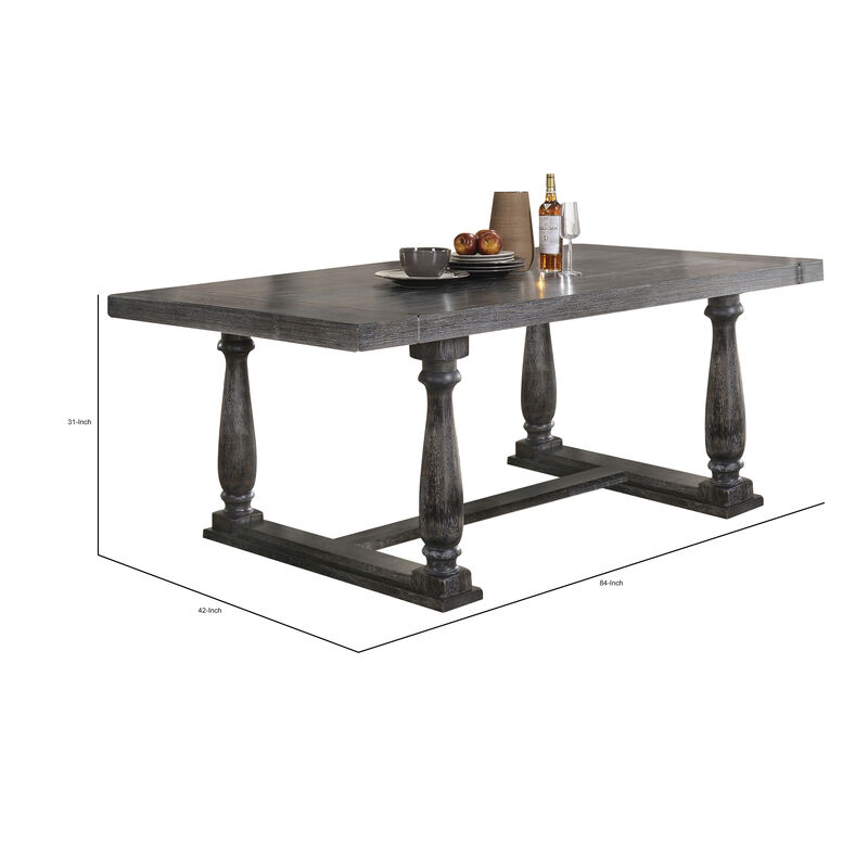 Transitional Style Wooden Dining Table with Trestle Base, Gray image number 5