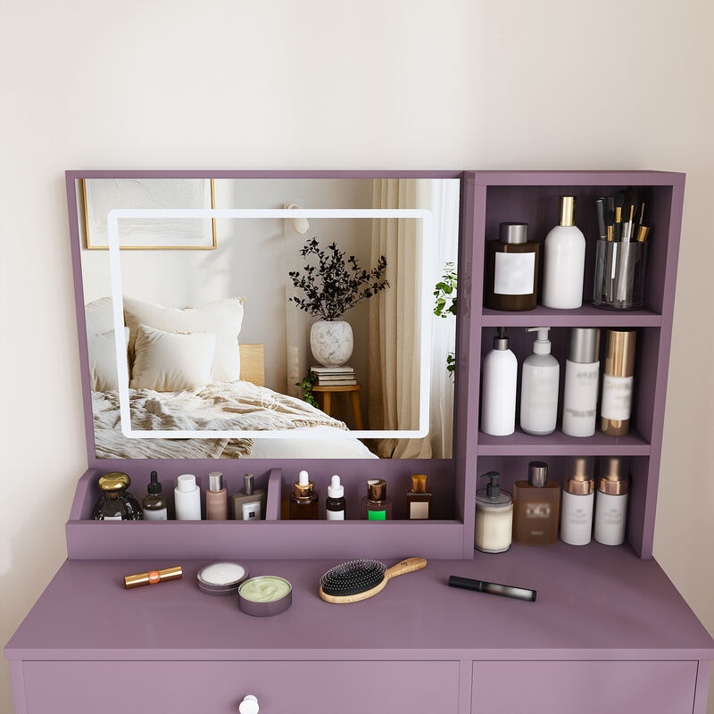 Frafup Padded Stool Stylish Vanity Desk image number 9
