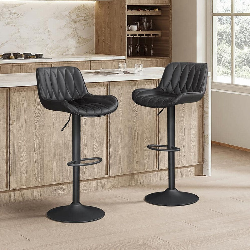 Swivel Bar Stools Set of 2, Upholstered Counter Height Bar Stools with Back and Footrest, 360 Degree Swivel Kitchen Island Chairs, Modern Barstools for Kitchen Counter, Home Bar, Dining image number 4