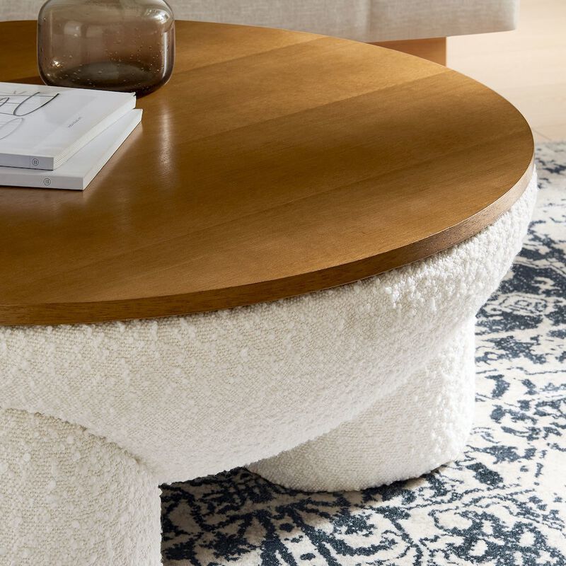 Modway Tridome Round Boucle Upholstered Storage Coffee Table