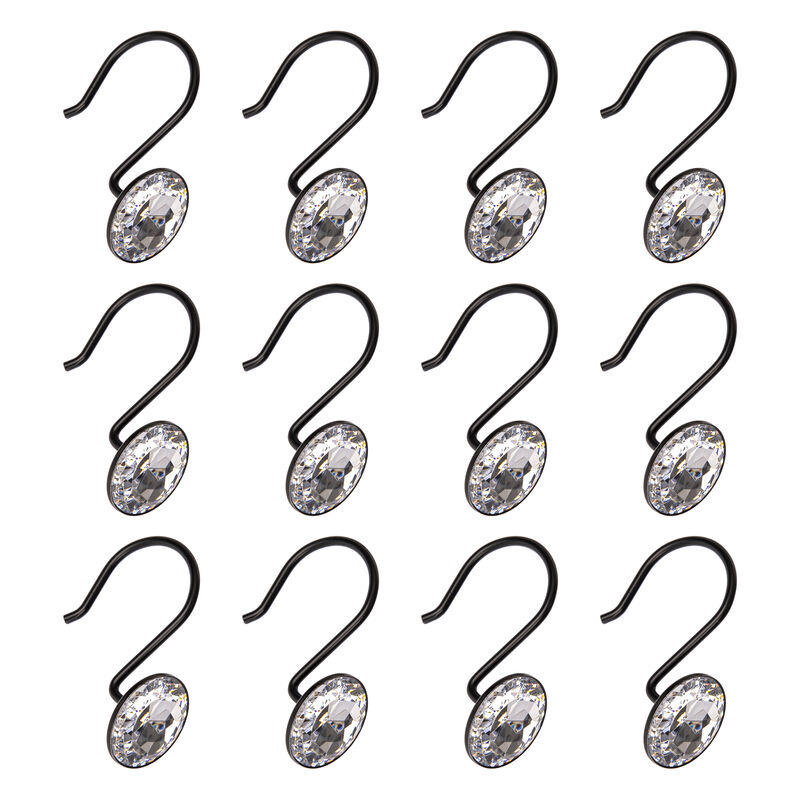 Utopia Alley Rust-Resistant Metal Shower Curtain Hooks with Large Crystal, Set of 12 image number 3