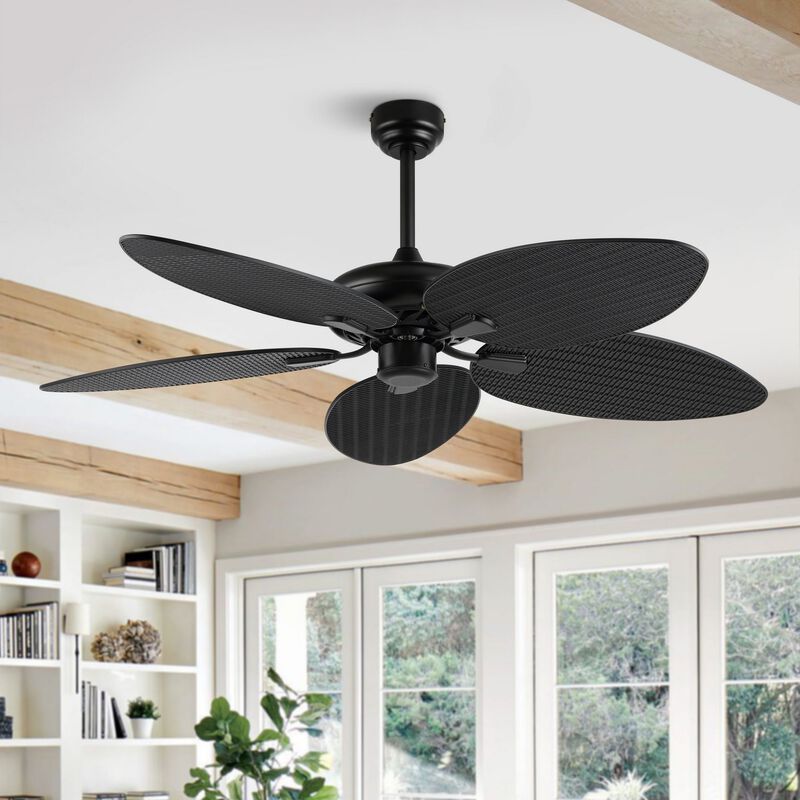 Raffles Bohemian Industrial Iron/Plastic Palm Blade Ceiling Fan