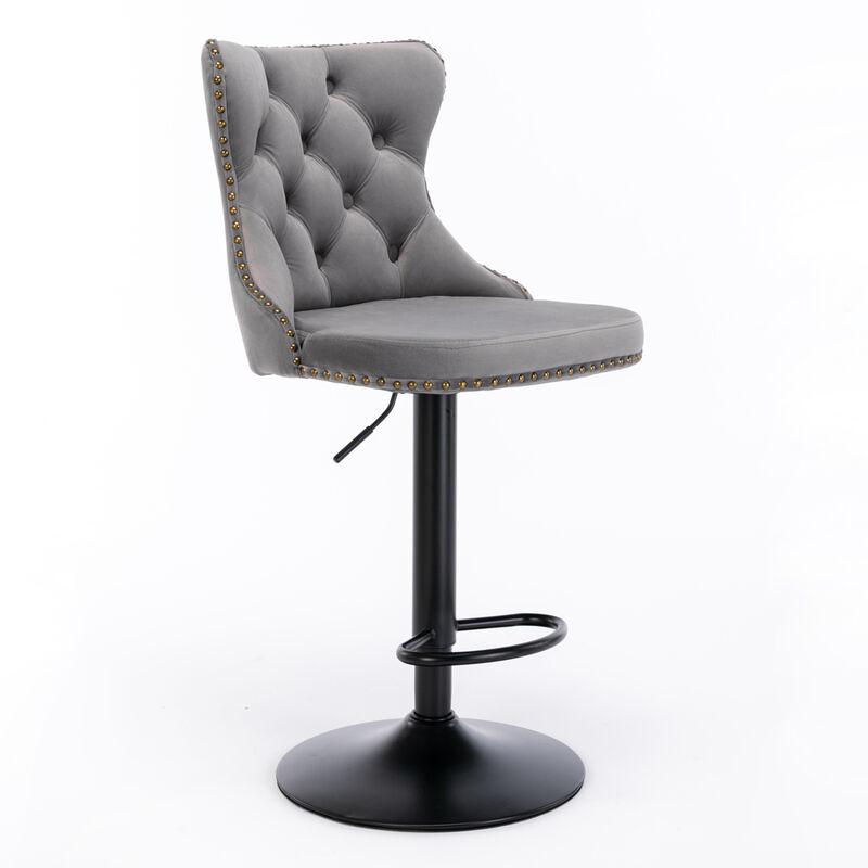 Streamdale Adjustable Swivel Velvet Bar Stools, Set of 2 image number 3