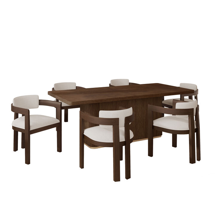 Christopher Knight Home Rincon Contemporary 7 Piece Dining Set with Rubberwood Upholstered Chairs