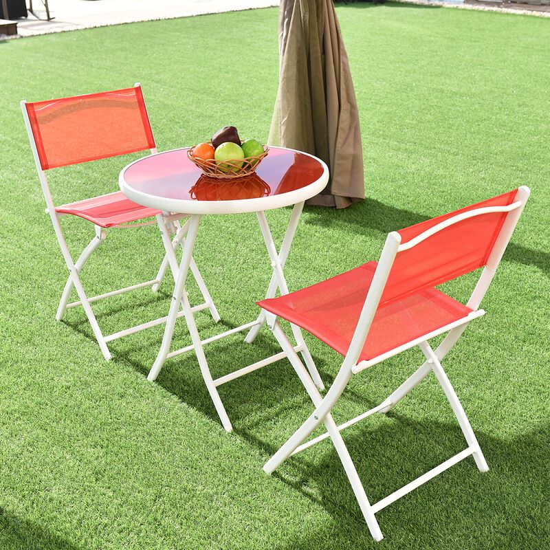 3 Pieces Patio Folding Bistro Set for Balcony or Outdoor Space image number 2