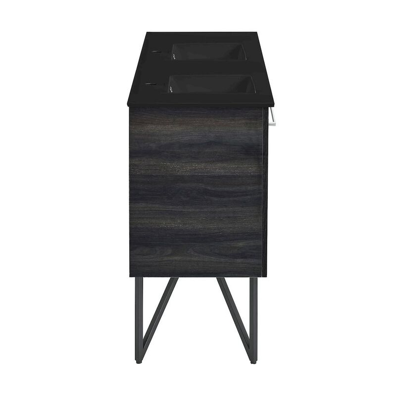 48 in. Black Walnut, Double Basin Bathroom Vanity with Ceramic Sink Top image number 2