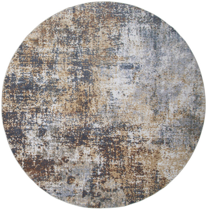 HomeRoots Abstract Distressed Washable Round Rug
