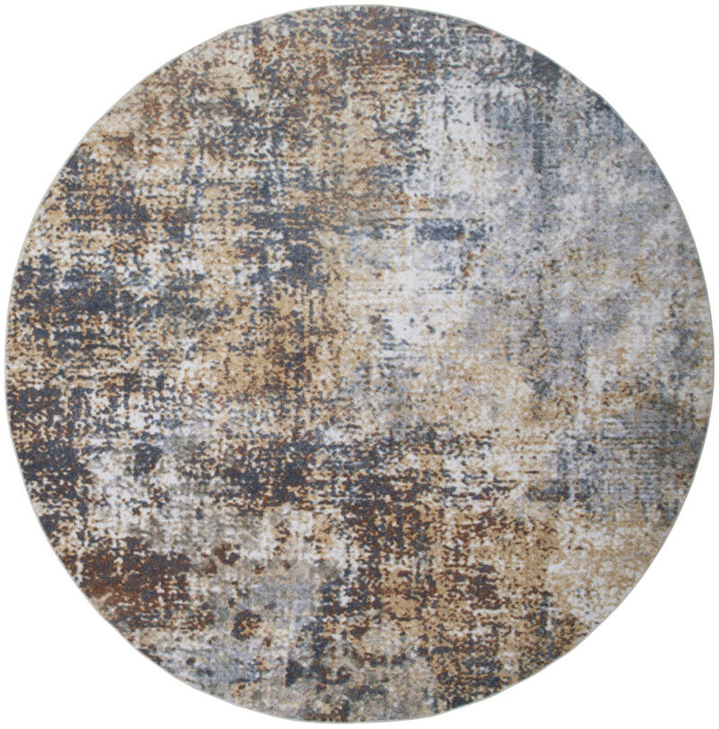 HomeRoots Abstract Distressed Washable Round Rug image number 0