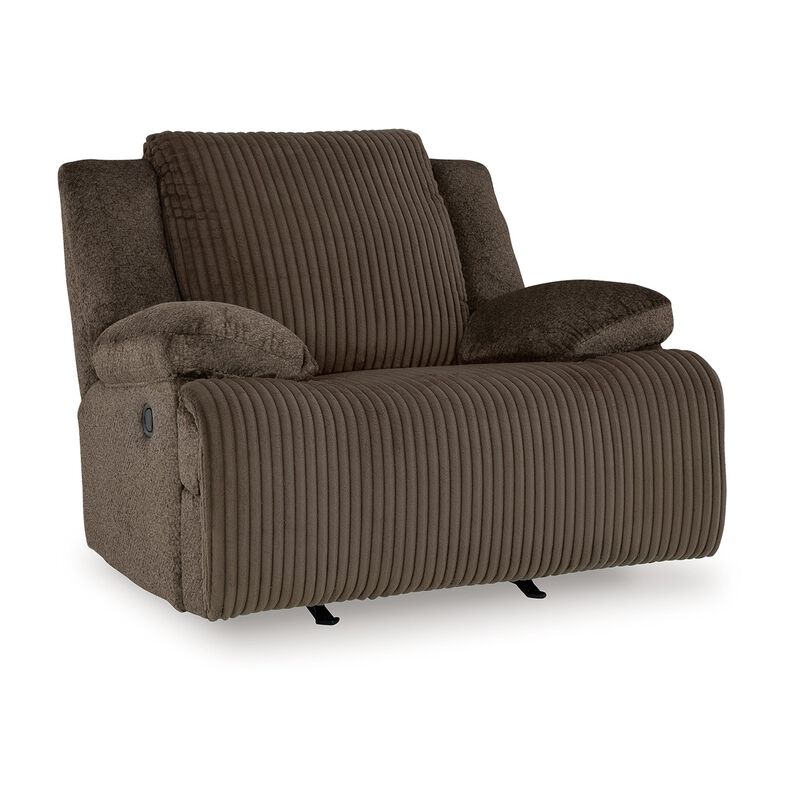 Vincent Manual Rocker Recliner Chair, Chocolate Brown Corduroy Fabric - Benzara