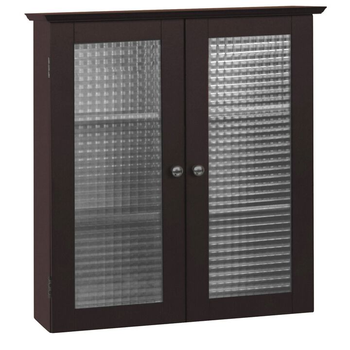 Hivvago Bathroom Wall Cabinet with Two Glass Doors in Dark Espresso