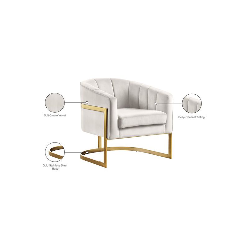 Meridian Furniture Carter Cream Velvet Accent Chair