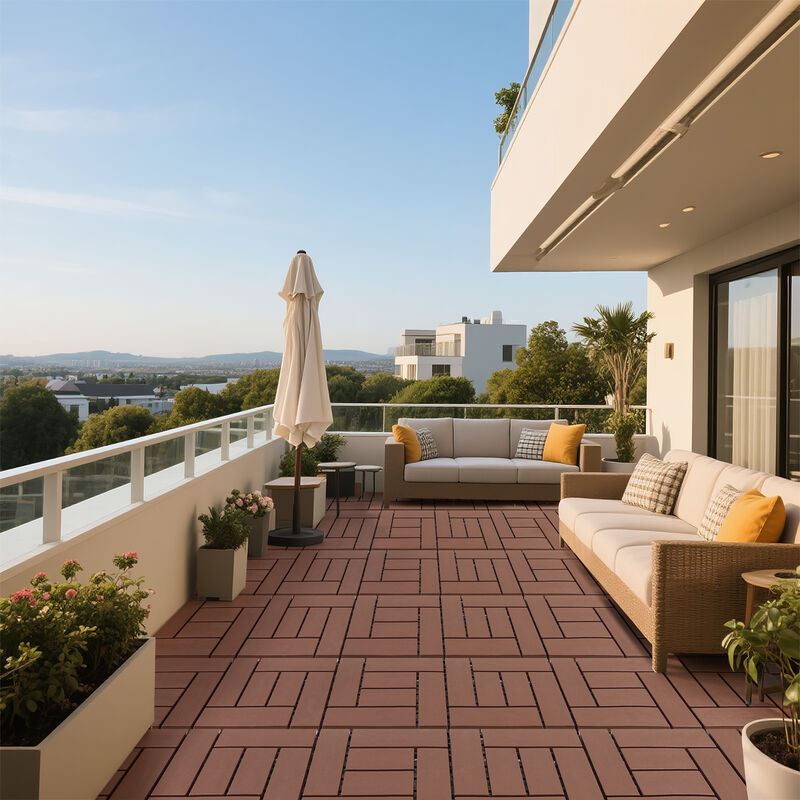 44 Pcs Interlocking Deck Tiles,Plastic Patio Flooring Outdoor Waterproof, All Weather Use for Balcony Porch Backyard Poolside image number 7