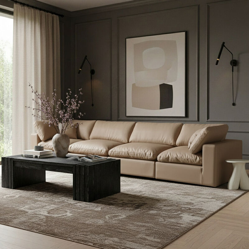 Meridian Furniture Comfy Tan Vegan Leather Modular Sofa image number 1