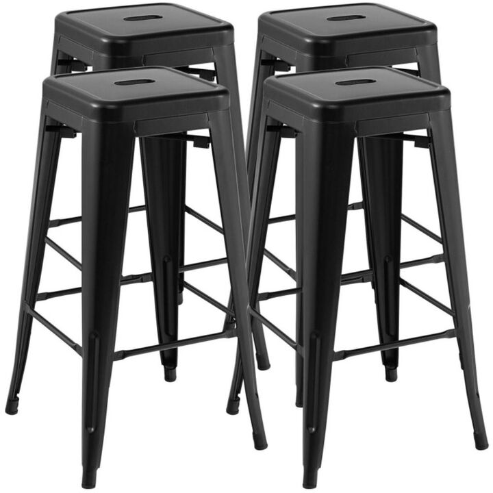 Hivvago 30 Inch Bar Stools Set of 4 with Square Seat and Handling Hole